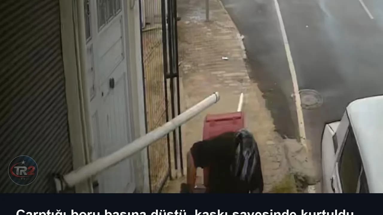 Çarptığı boru başına düştü, kaskı sayesinde kurtuldu