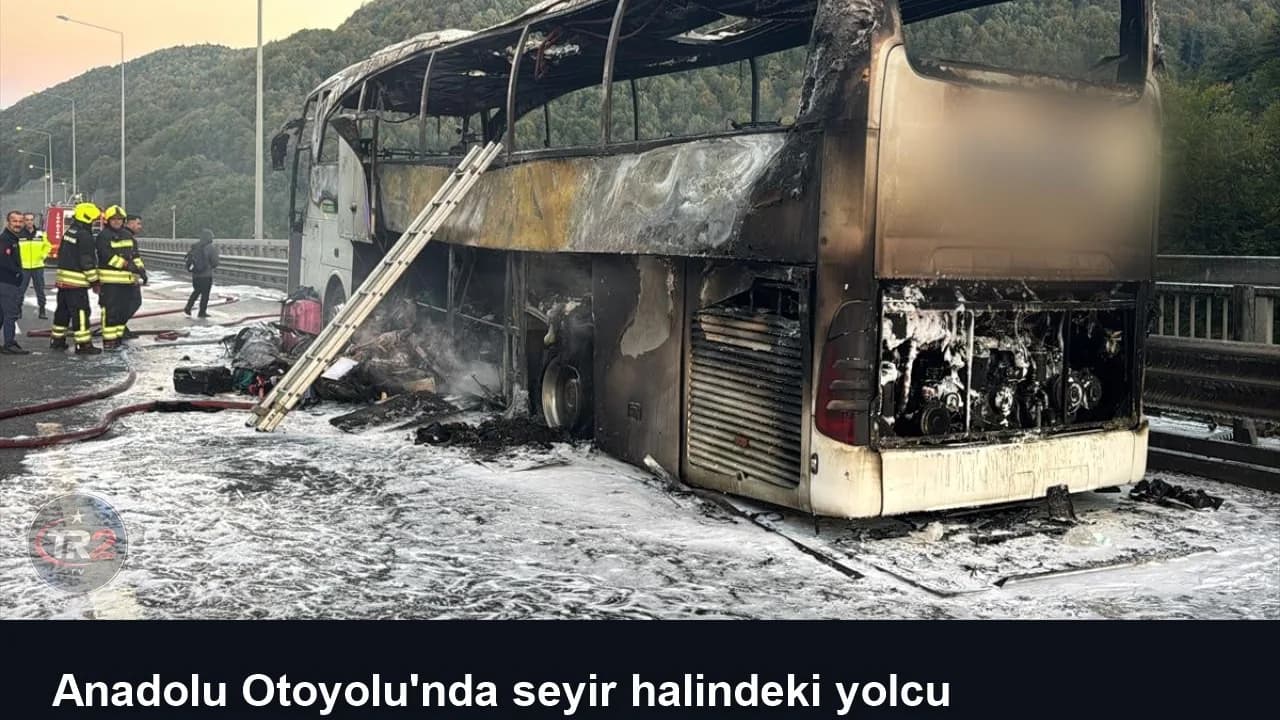 Anadolu Otoyolu'nda seyir halindeki yolcu otobüsünde yangın çıktı