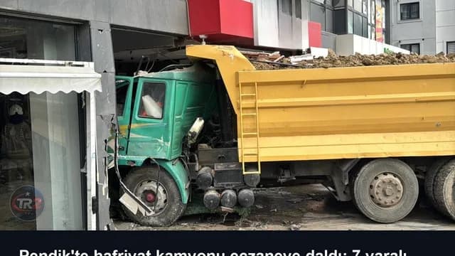 Pendik'te hafriyat kamyonu eczaneye daldı: 7 yaralı