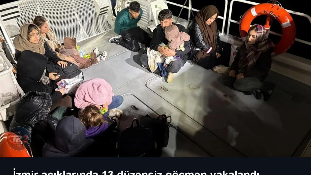 İzmir açıklarında 13 düzensiz göçmen yakalandı